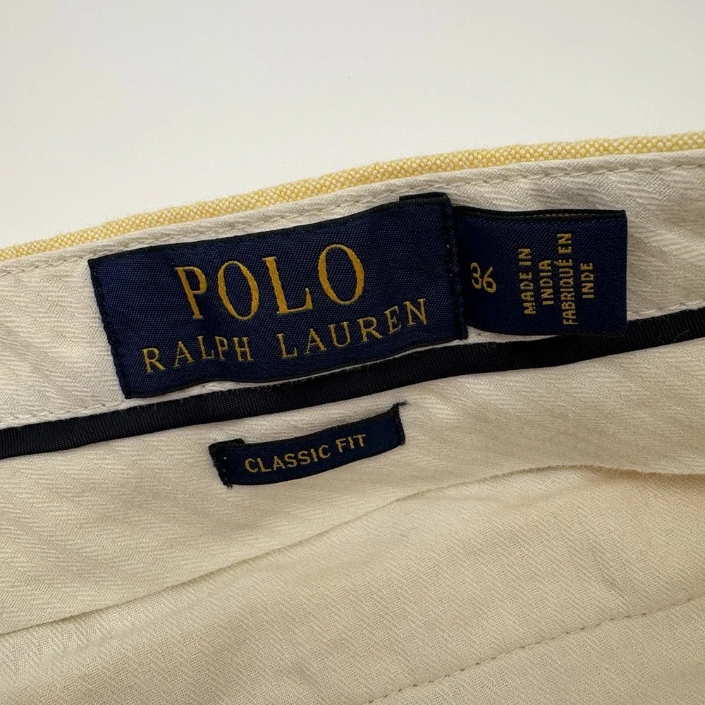 Polo Ralph Lauren Shorts Mens 36 Yellow Classic Fit Chino Flat Front 9